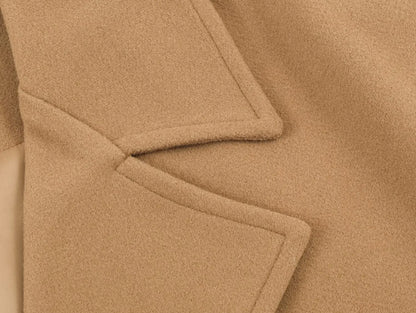 Women's Khaki Woolen Overcoat Korean Style Elegant Long Sleeve Warm Long Outerwear Vintage Harajuku 2000s Fashion Clothes Winter