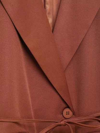 Spring Autumn New Women Blazer Notched Collar Single Button Flying Sleeve Solid Color High-End Elegant Fashion Coat HK18181