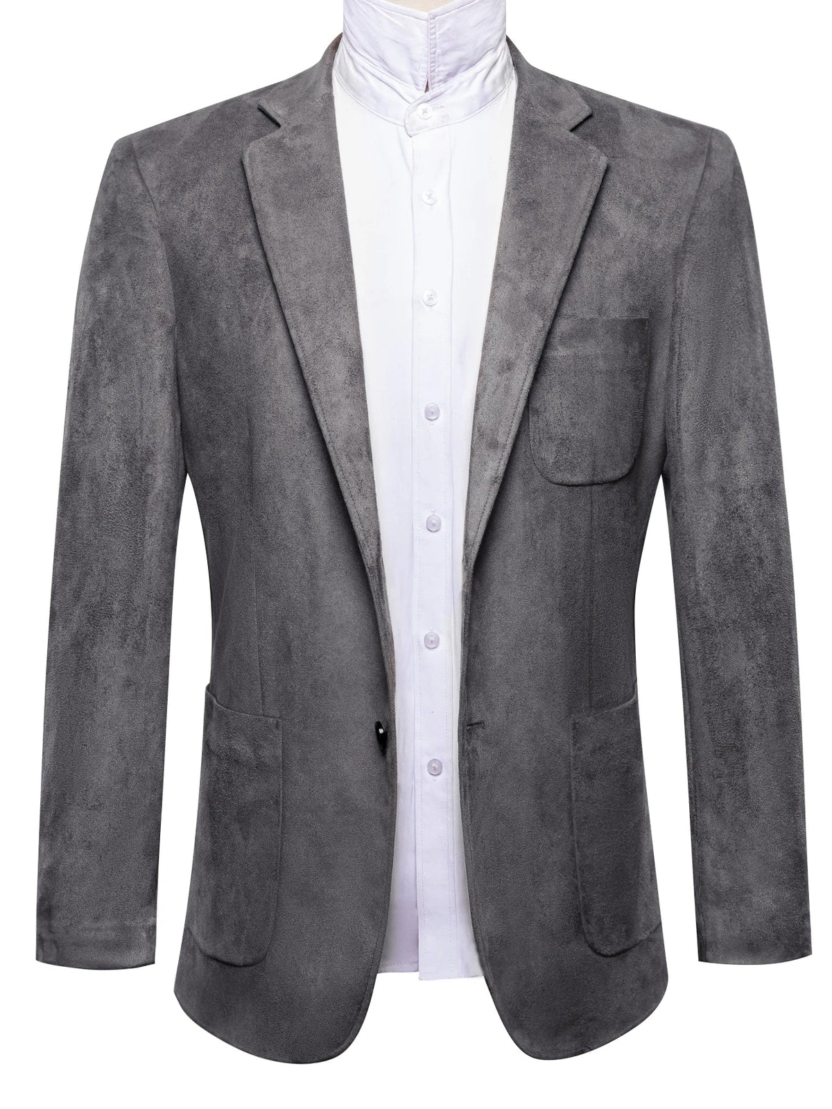 Vintage Mens Suede Blazer Jacket Casual Business Single Breasted Suit Coat Long Sleeve Patch Pocket Blazer for Office Streetwear
