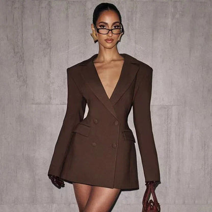 Elegant Women's Office Blazers Spring 2026 New Fashion Slim V-neck Warm Suits Jackets Chic Young Women's Travel Joker Coats