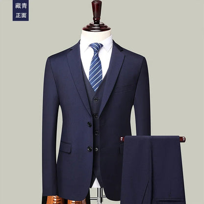 Men's Solid Color Formal Suit for Business, Banquet, and Wedding