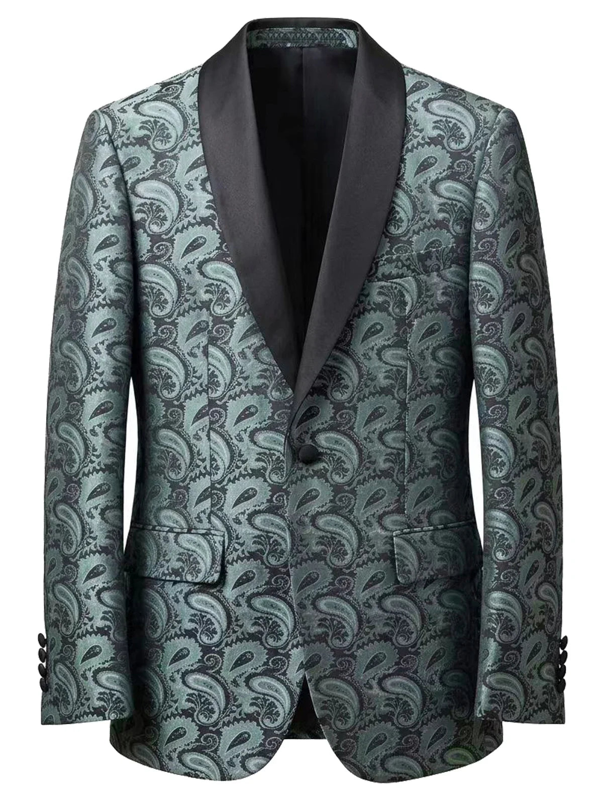 Men's Tuxedo Blazer Paisley Jacquard Shawl Lapel Single Button Slim Fit Jacket for Wedding Party Prom