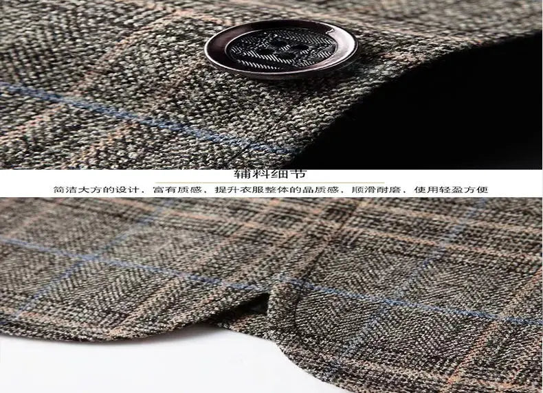 Blazer New Men Fashionable Business Wedding Banquet Casual Hosting Dress Showcases A High-end Middle-aged Checkered Look Blazer