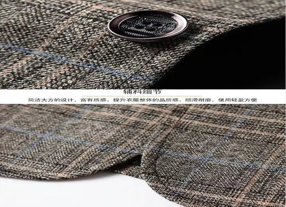 Blazer New Men Fashionable Business Wedding Banquet Casual Hosting Dress Showcases A High-end Middle-aged Checkered Look Blazer