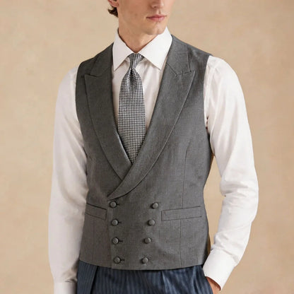 Men's Formal Vest – Double Breasted Lapel Waistcoat for Weddings & Business