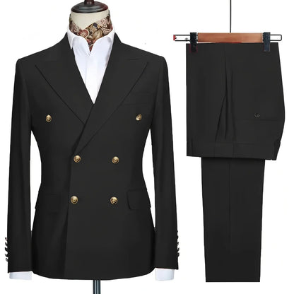 Men's Double Breasted Slim Fit Suit Set for Wedding and Formal Occasions – Multi-Color