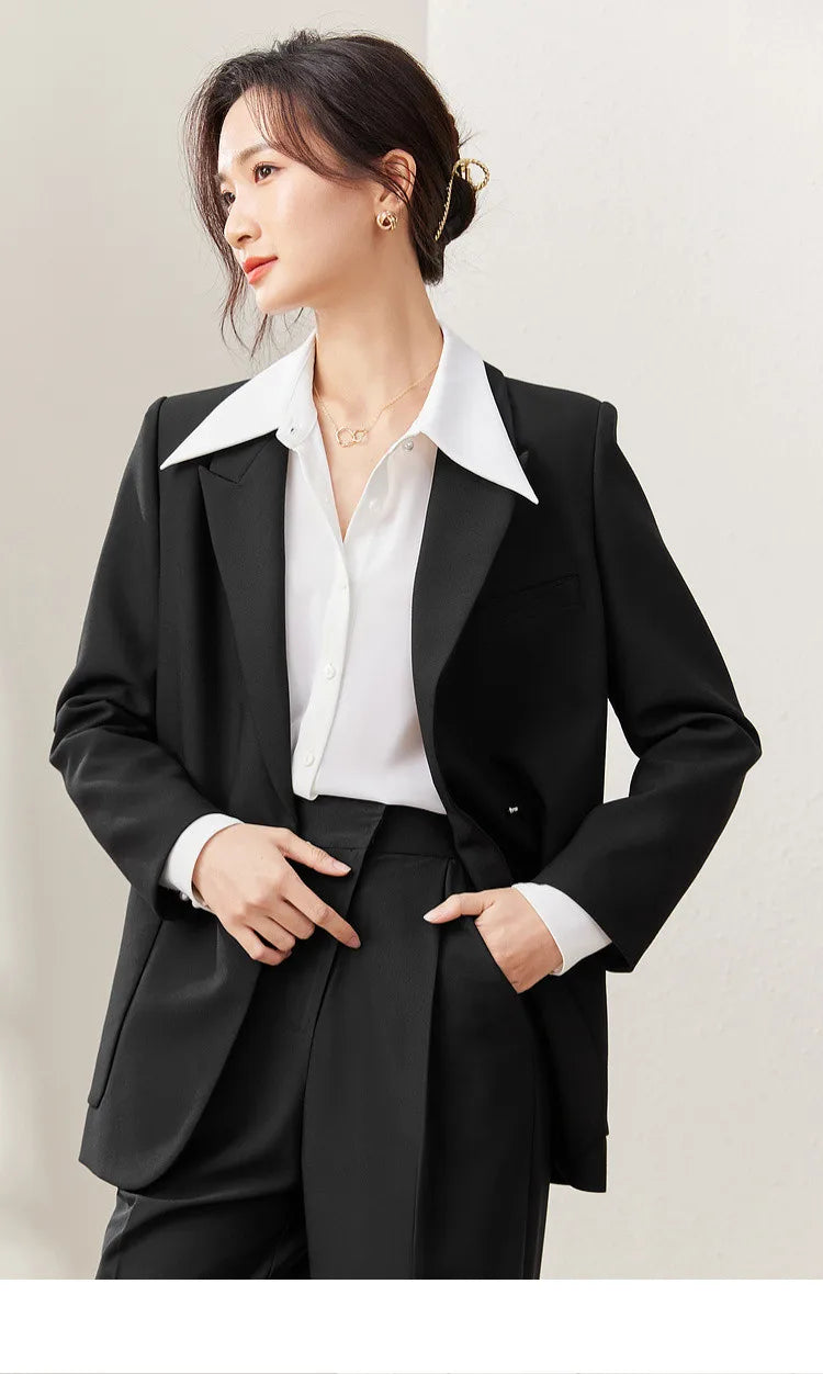 Black Blazer Suit Jacket Women 2026 Spring Fall Fashion Trend Elegant Office Ladies Work Wear Clothing 153XC3230X