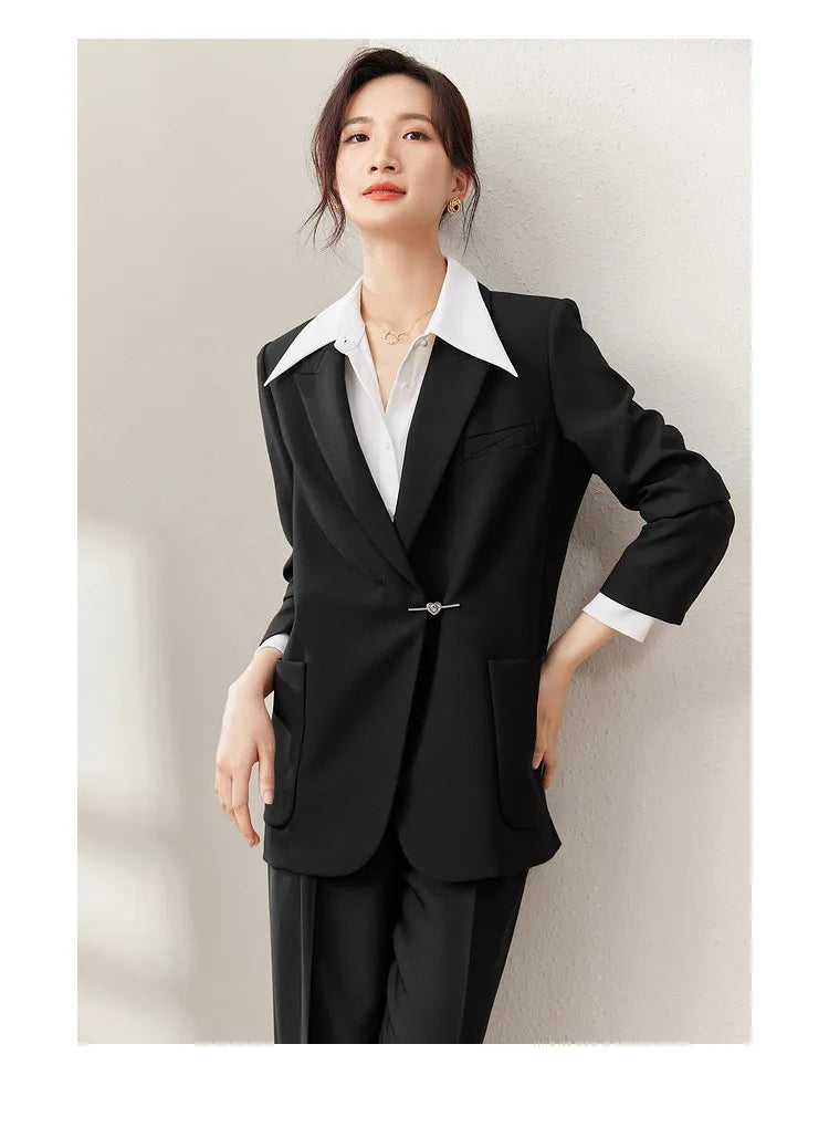 Black Blazer Suit Jacket Women 2026 Spring Fall Fashion Trend Elegant Office Ladies Work Wear Clothing 153XC3230X