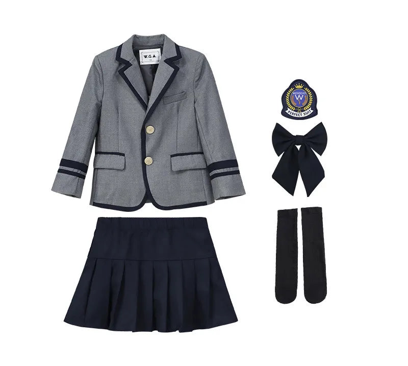 3-15T Children's School Uniform Boys Girls Graduation Event Performance Ceremony Kindergarten Costume Twins Birthday Party Dress