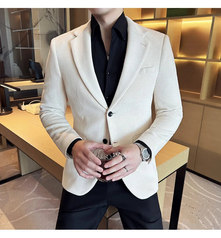 2025 Autumn Winter Velvet Suit Jacket Men Casual Business Blazers Wedding Groom Social Banquet Party Formal Blazer Men Clothing