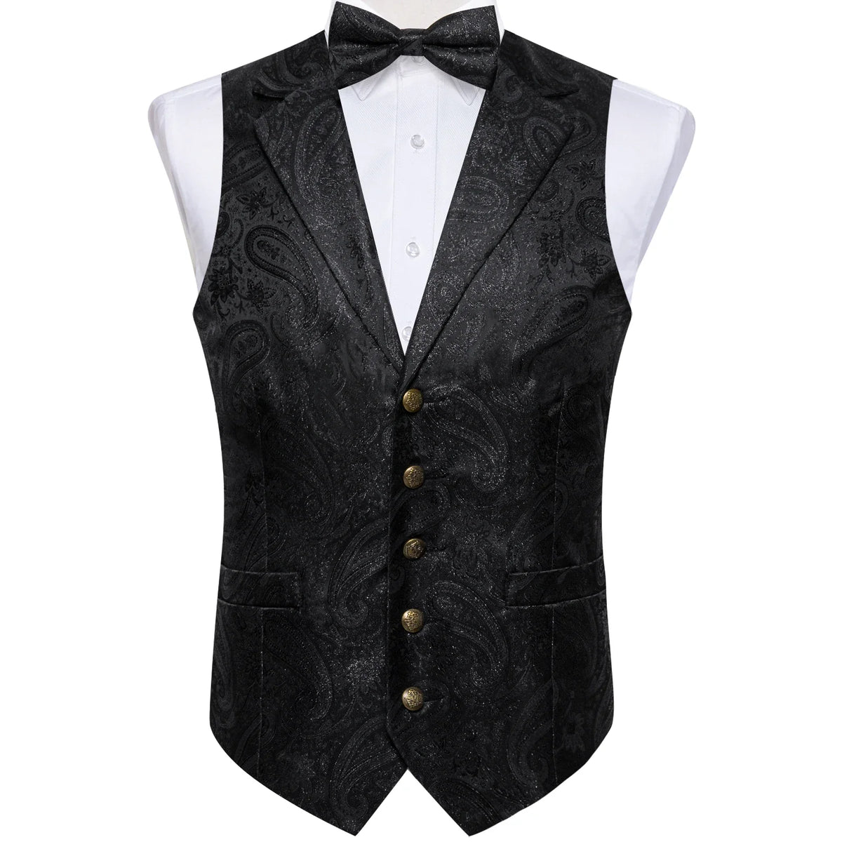 Men's Paisley Suit Vest Set with Tie, Pocket Square & Cufflinks for Wedding & Formal Events