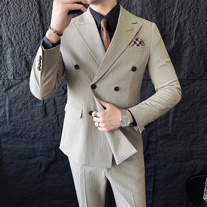 Men's Slim Fit Wedding Suit Set – Blazer, Vest & Pants for Groom & Business Formal
