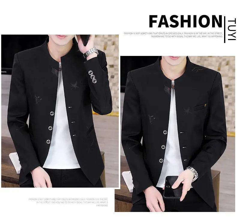 2026 Blazer Fashionable Outdoor Travel Youthful Wedding Versatile Printed Fabric Host Slim-fit Casual Lightweight Men's Blazer