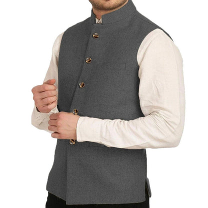 Men's Herringbone Suit Vest – Formal Single-Breasted Waistcoat for Weddings & Business