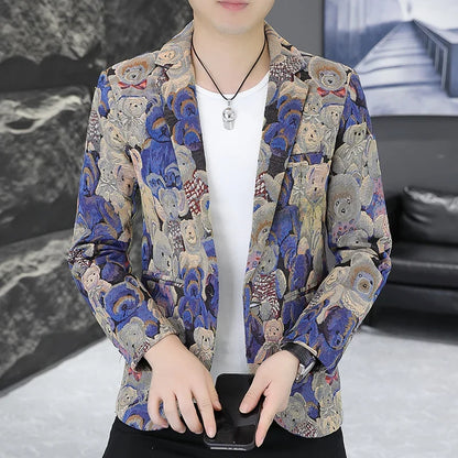 Blazer Men's fashion outdoor travel gentleman wedding Slimming Business versatile Trendy Casual Korean-style formal wear Blazer