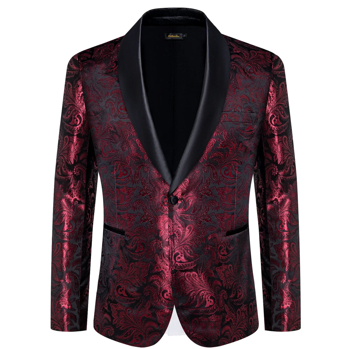 Men's Black Paisley Suits Blazer Jacket Fashion Business Banquet Wedding Party Dress Floral Red Suit Coat Men Clothing