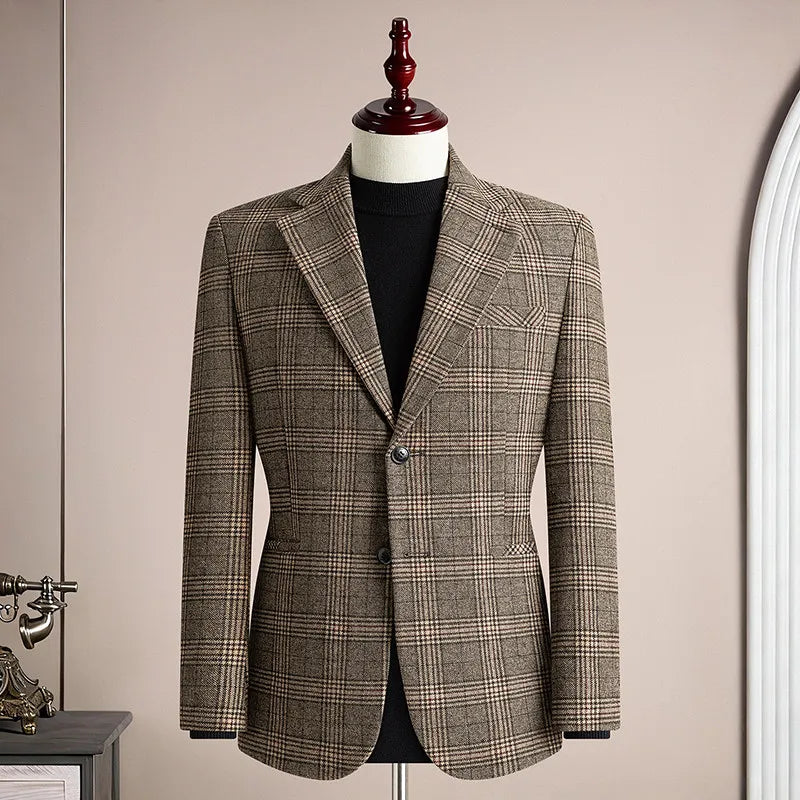 2026 Spring Wool Suit Jacket for Men High Quality Casual Business Formal Jacket Slim Fit Wedding Groom Blazers Masculino