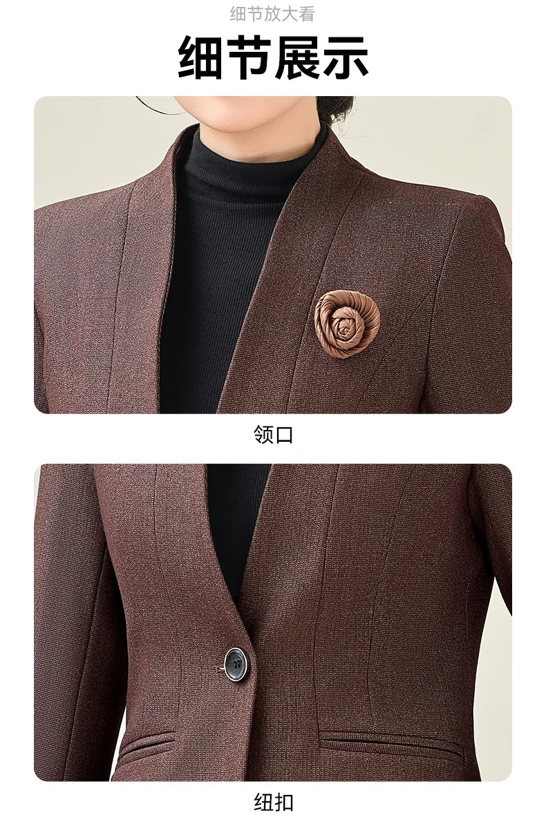 Fashionable professional women's two-piece trousers + suit jacket, slim and elegant. 2025 autumn winter new styles