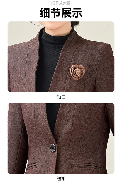 Fashionable professional women's two-piece trousers + suit jacket, slim and elegant. 2025 autumn winter new styles