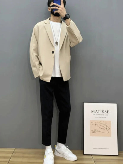 Casual Suit Jacket Early Spring Light Mature Style Men's Korean Trendy Single Blazer Suit Set