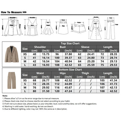 Stylish Plaid Pant Suits for Women New in Commuting Style Two Pieces Straight Plaid Blazer Matching Tonal Pleated Wide Leg Pants