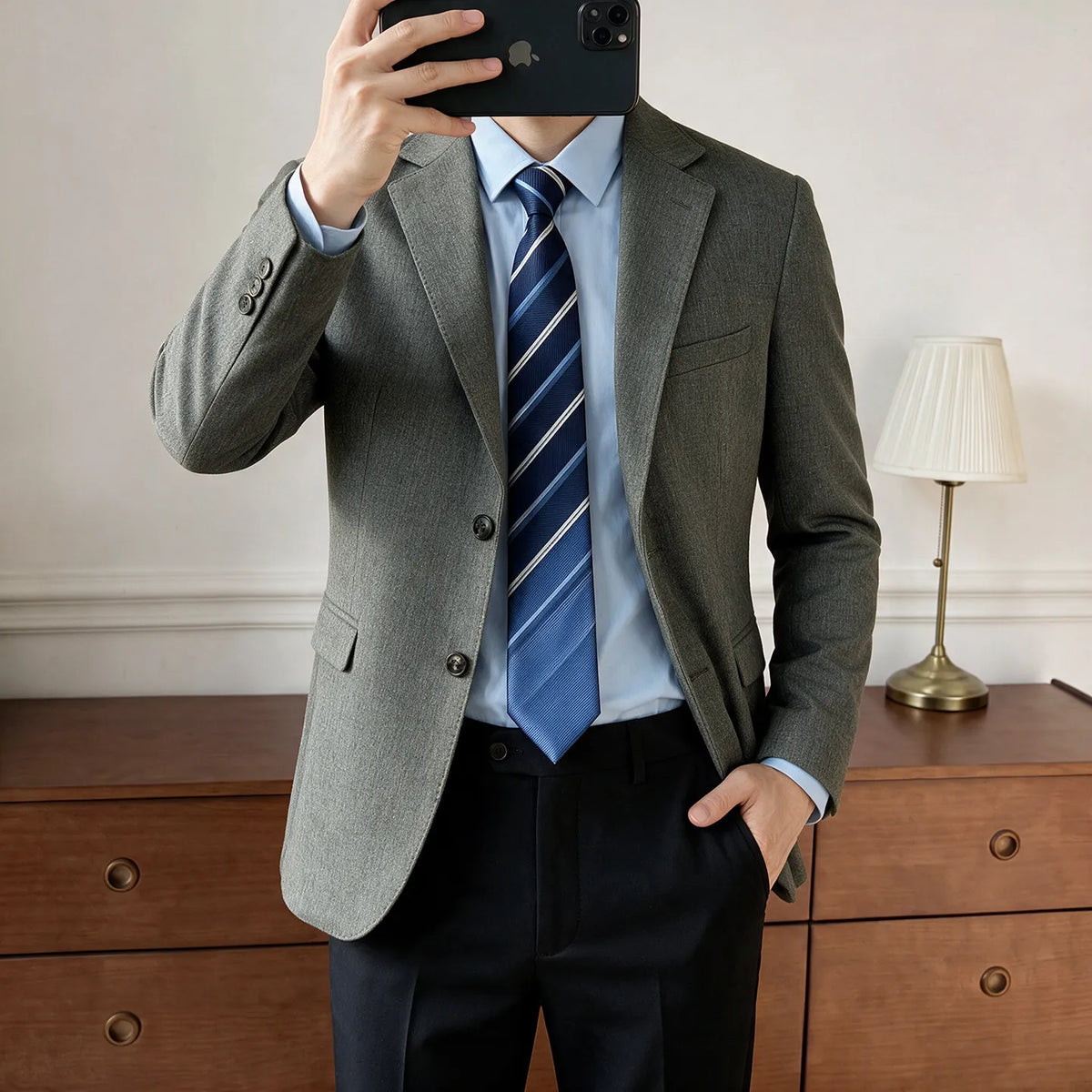 Men's Blazer Retro Texture Smart Casual Suit Lightweight Business Commuter Jacket