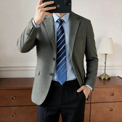 Men's Blazer Retro Texture Smart Casual Suit Lightweight Business Commuter Jacket