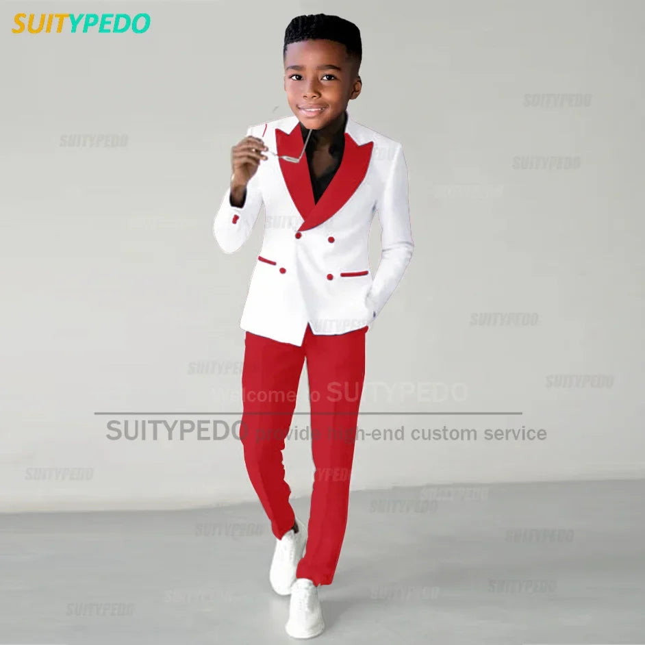 Fashion Children Suit Sets Luxury Wedding Party Flower Boys Slim Fit Costumes Graduation Ceremony Formal Blazer Pants Two Pieces