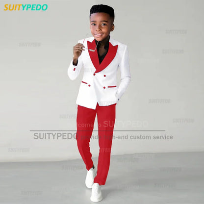 Fashion Children Suit Sets Luxury Wedding Party Flower Boys Slim Fit Costumes Graduation Ceremony Formal Blazer Pants Two Pieces