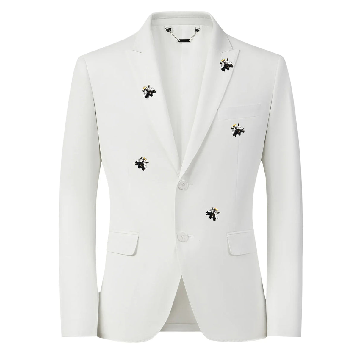Handmade Bee Embroidery Suit Jacket for Men Autumn/Winter Casual Business Social Jacket Slim Party Banquet Stage Host Blazers