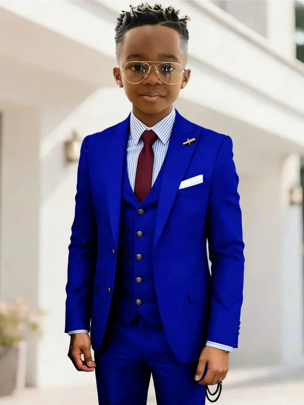 Formal Boys Suits 3 Pieces Wedding Ring Bearer Outfit Handsome Peak Lapel Homecoming Suit Set Fast Delivery Tuxedo 2-20T
