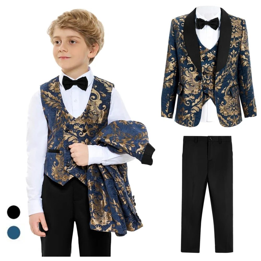 Boys Suit Set 4 Piece Slim Fit Formal Tuxedo for Weddings Ages 3–14