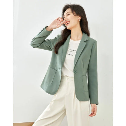 2026 Autumn Blazers Jacket for Women Elegant Korean Fashion Short Slim Jacket Solid Long Sleeve Work Office Blazers V7876