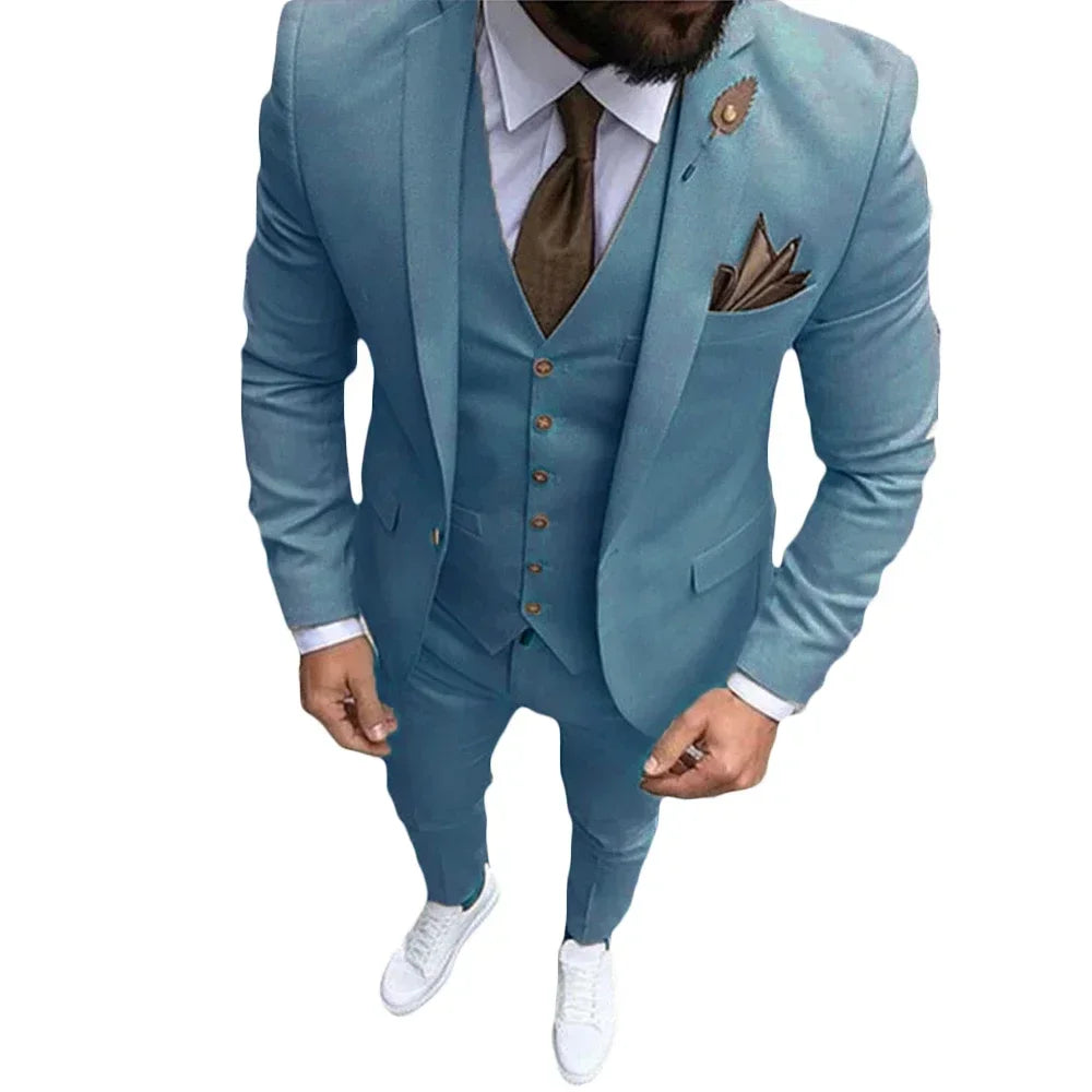 High Quality khaki Men's wedding Suits Smart Cusual 3 Piece Custom Slim Fit Male Blazer Wedding Groom Tuxedos Costume Homme