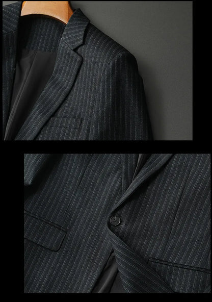 2026 Striped Casual Business Suit Jacket for Men High Quality Slim Fit Office Social Blazers Wedding Host Formal Coats M-4XL