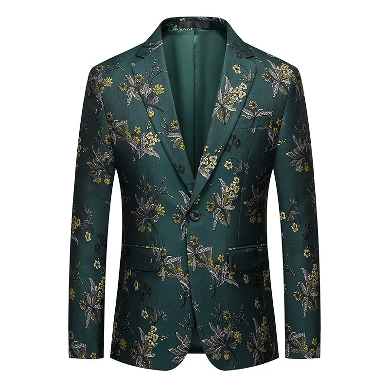 Men's Jacquard Blazer Slim Fit Single Breasted Smart Casual & Formal Wedding Jacket
