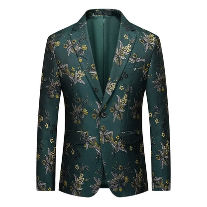 Men's Jacquard Blazer Slim Fit Single Breasted Smart Casual & Formal Wedding Jacket