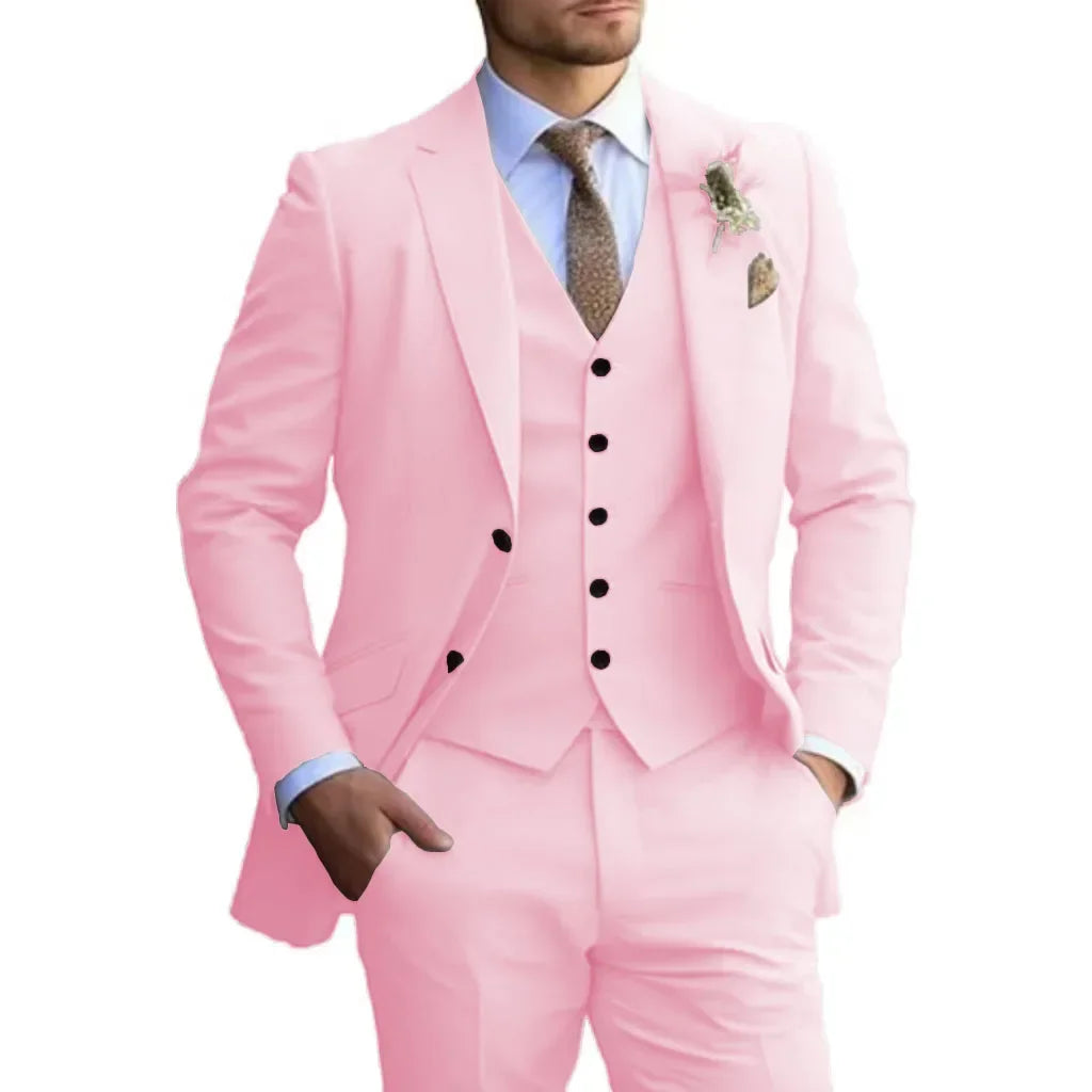 Customized Tuxedo Elegant Suit For Men 3 Piece Blazer Vest And Pant Set Notched Lapel High Quality Suit For Men Wedding suits