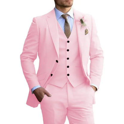 Customized Tuxedo Elegant Suit For Men 3 Piece Blazer Vest And Pant Set Notched Lapel High Quality Suit For Men Wedding suits