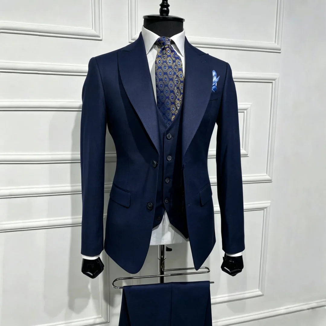 Men Suit Brown 3 Piece With Lapel Single Breasted Solid For Wedding Groom Birthday Banquet Party Business Work Jacket Vest Pants