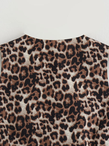 Leopard Lady Vests Vintage Cropped Sleeveless Vest Women Outerwears Animal Print Women's Suit Vest V Neck Casual Waistcoat