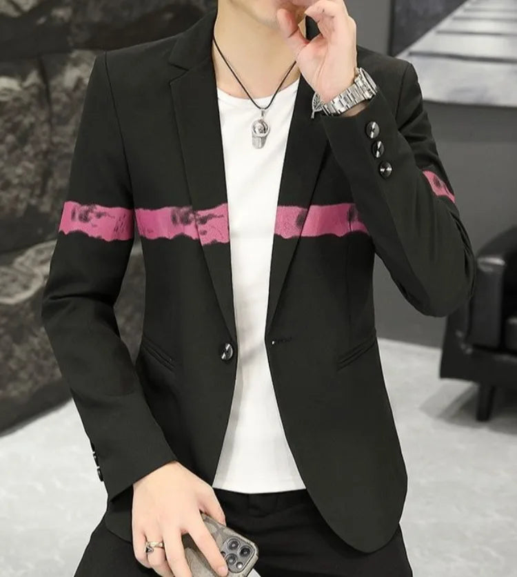 New Trendy Versatile Fashion Solid Color Korean Style Blazer Spring Autumn Casual Men's Slim Fit Handsome Suit Jacket Outerwear