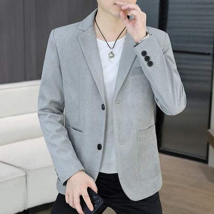 Blazer's New Men's Fashion Outdoor Travel Camping Youth Wedding Hosting Campus Slimming Casual Solid Color Korean Version Blazer