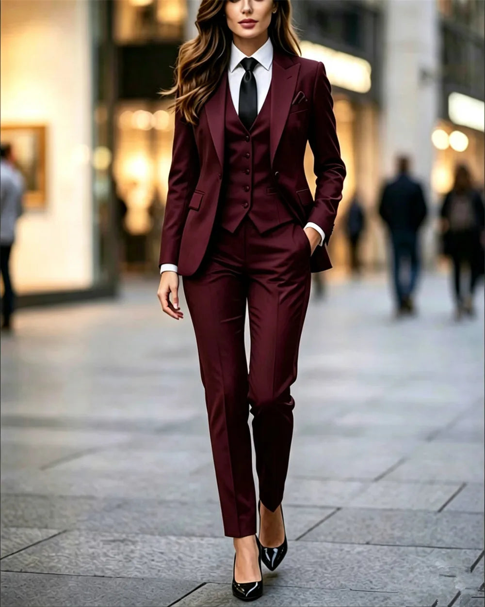 New Women's Tuxedo 3-Piece Elegant Slim Fit Women's Suits Formal Party Wear Outfits (Blazer+Vest+Pants)
