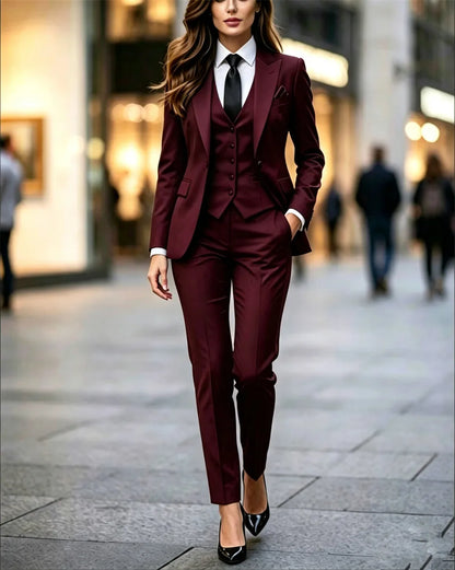 New Women's Tuxedo 3-Piece Elegant Slim Fit Women's Suits Formal Party Wear Outfits (Blazer+Vest+Pants)