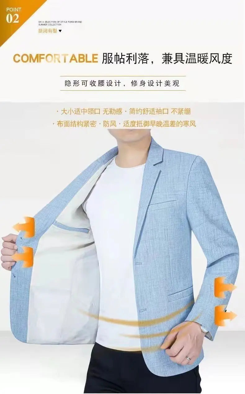 Blazer's New Men's Fashionable Business Wedding Banquet Casual Hosting Dress Is A High-end Middle-aged Thin Design  Blazer