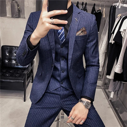 Men's 3-Piece Formal Suit Slim Fit Blazer Vest Pants for Wedding Business Smart Casual