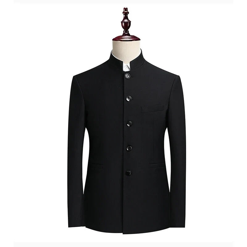 Blazer Men's Fashionable Business Zhongshan Suit Gentle Slimming, Gentleman's Casual Chinese Stand-up Collar, High-end Blazer