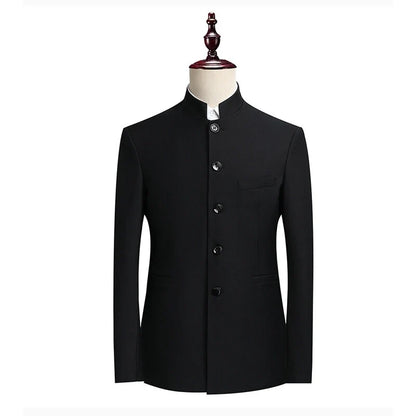 Blazer Men's Fashionable Business Zhongshan Suit Gentle Slimming, Gentleman's Casual Chinese Stand-up Collar, High-end Blazer