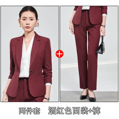 2025 new autumn and winter womens professional business formal fit two-piece suit jacket + pants. Elegant and stylish